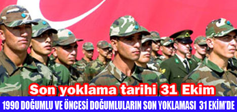 SON YOKLAMA 31 EKİMDE