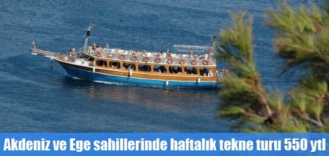 Akdeniz ve Ege sahillerinde haftalık tekne turu 550 ytl