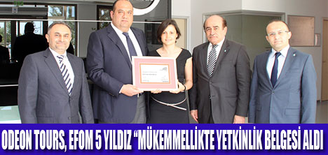 ODEON TOURS’A  MÜKEMMELLİK BELGESİ