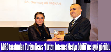 Turizm News’e bir ödül de ADRO’dan