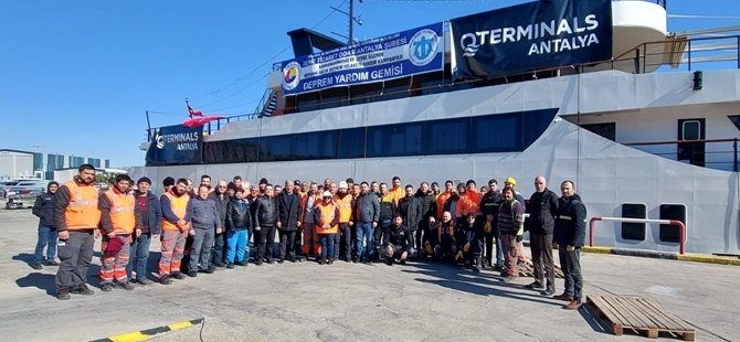 DTO Antalya Şubesi ve Q Terminals’in hazırladığı yardım gemisi yola çıktı